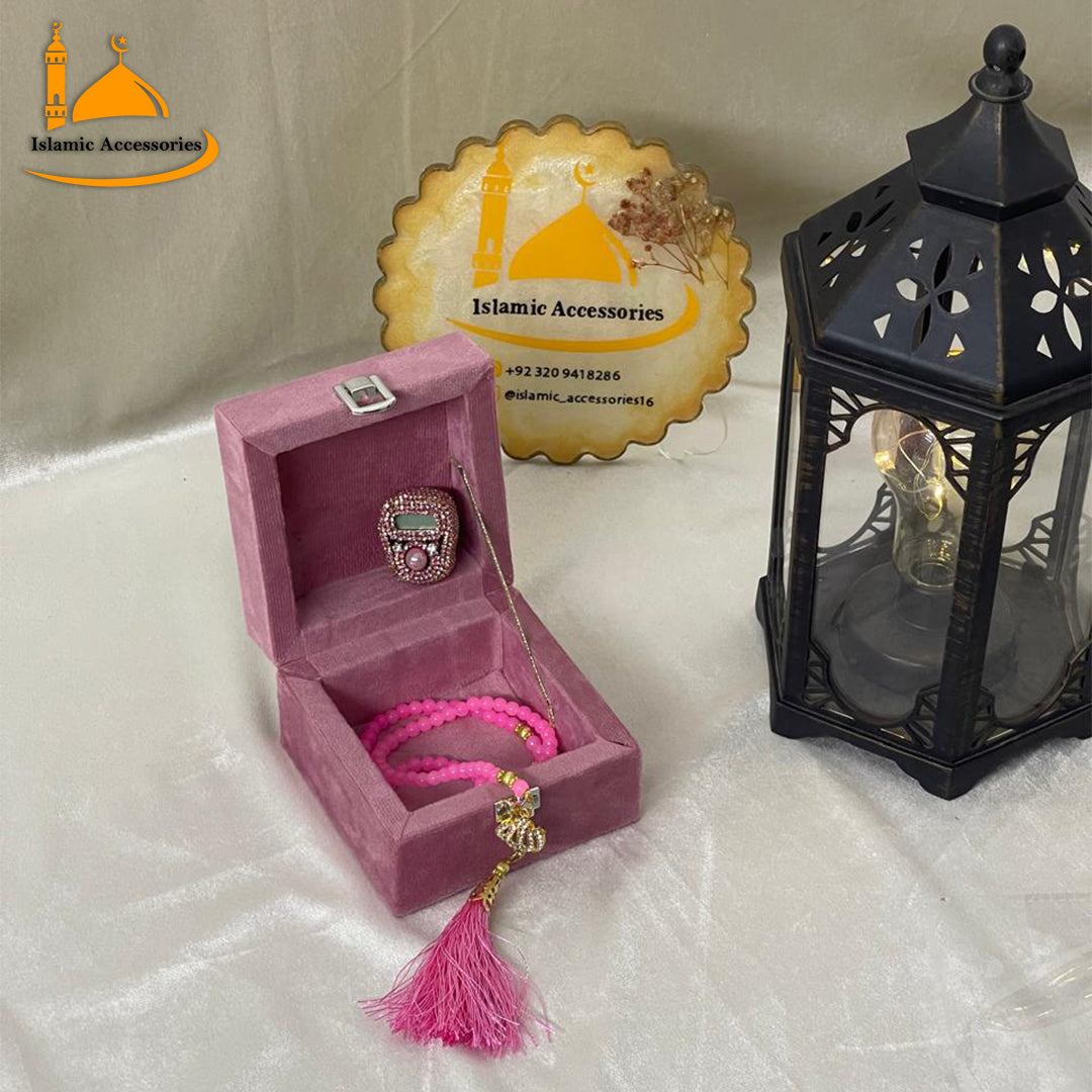 Beautiful Tasbeeh Set - Beads Tasbeeh & Digital Counter with Velvet Box