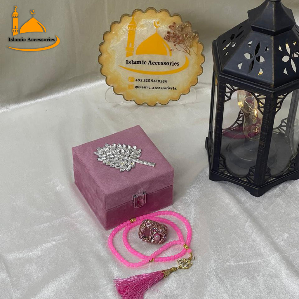 Beautiful Tasbeeh Set - Beads Tasbeeh & Digital Counter with Velvet Box